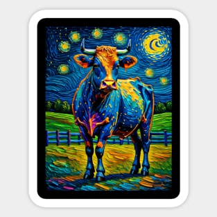 Cow in starry night Sticker